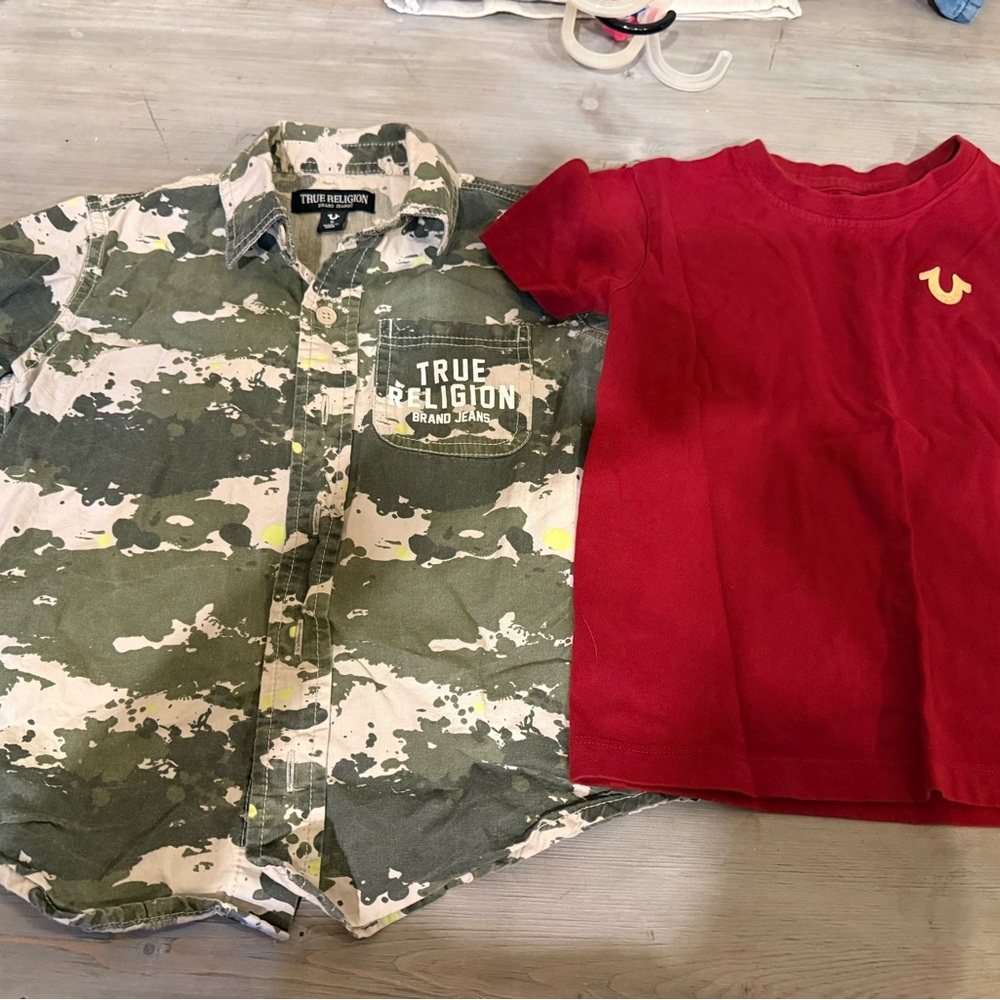 True Religion Kids Camo and Red Shirt Duo